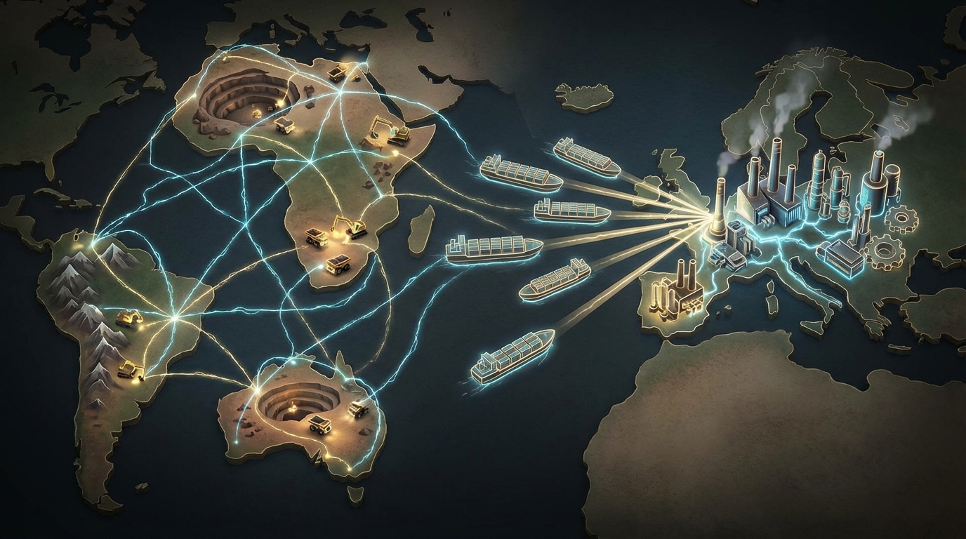 Chaîne d’approvisionnement mondiale des métaux critiques et place de l’Europe.