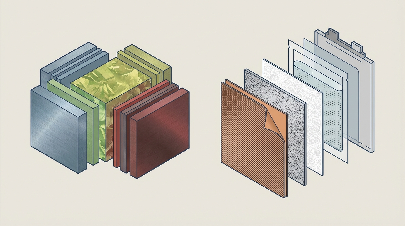 Anatomie simplifiée d’un aimant permanent et d’une cellule de batterie lithium-ion.