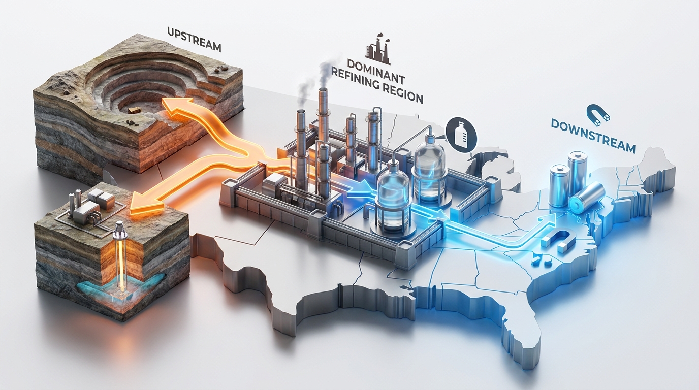 Refining concentration creates bottlenecks independent of ore availability.