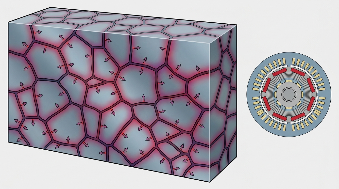 Grain-boundary diffusion concept for Dy intensity reduction.
