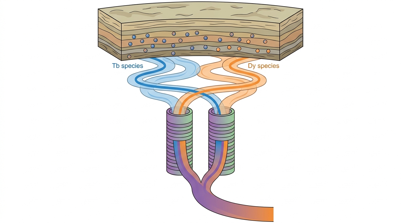 Ion-adsorption clay to separation pathway concept for heavy rare earths.