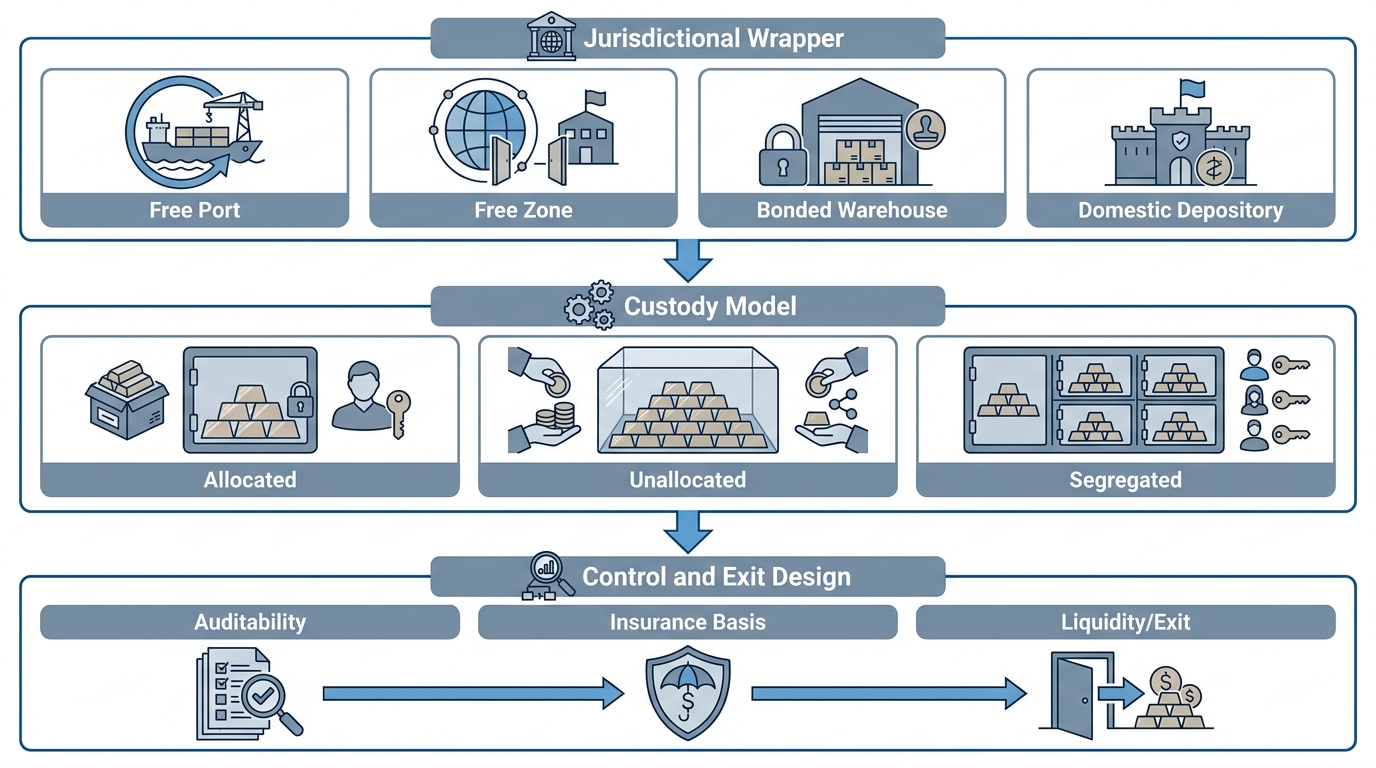 Strategic Metals Storage: Jurisdictions, Custody Models, and Failure Modes Compared