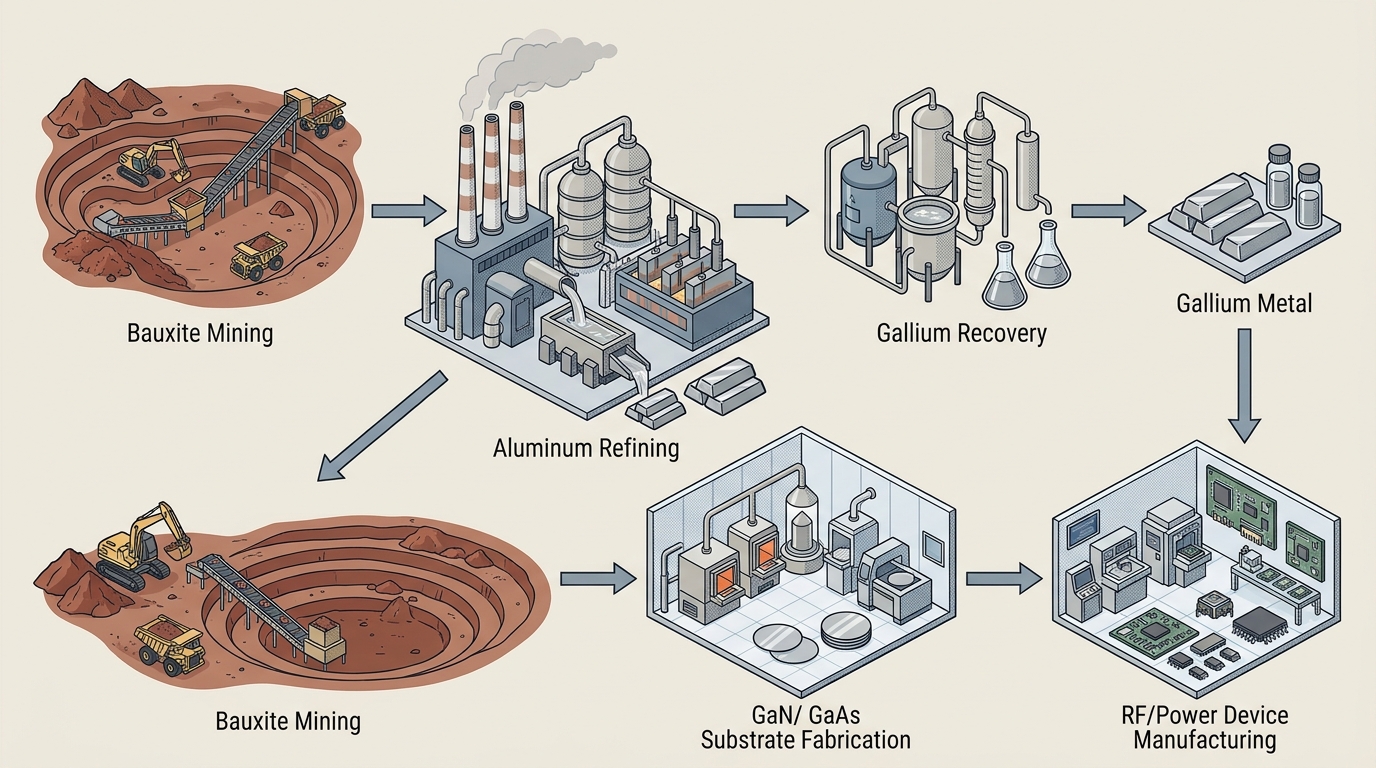 Gallium as a byproduct of aluminum refining and its path into semiconductors