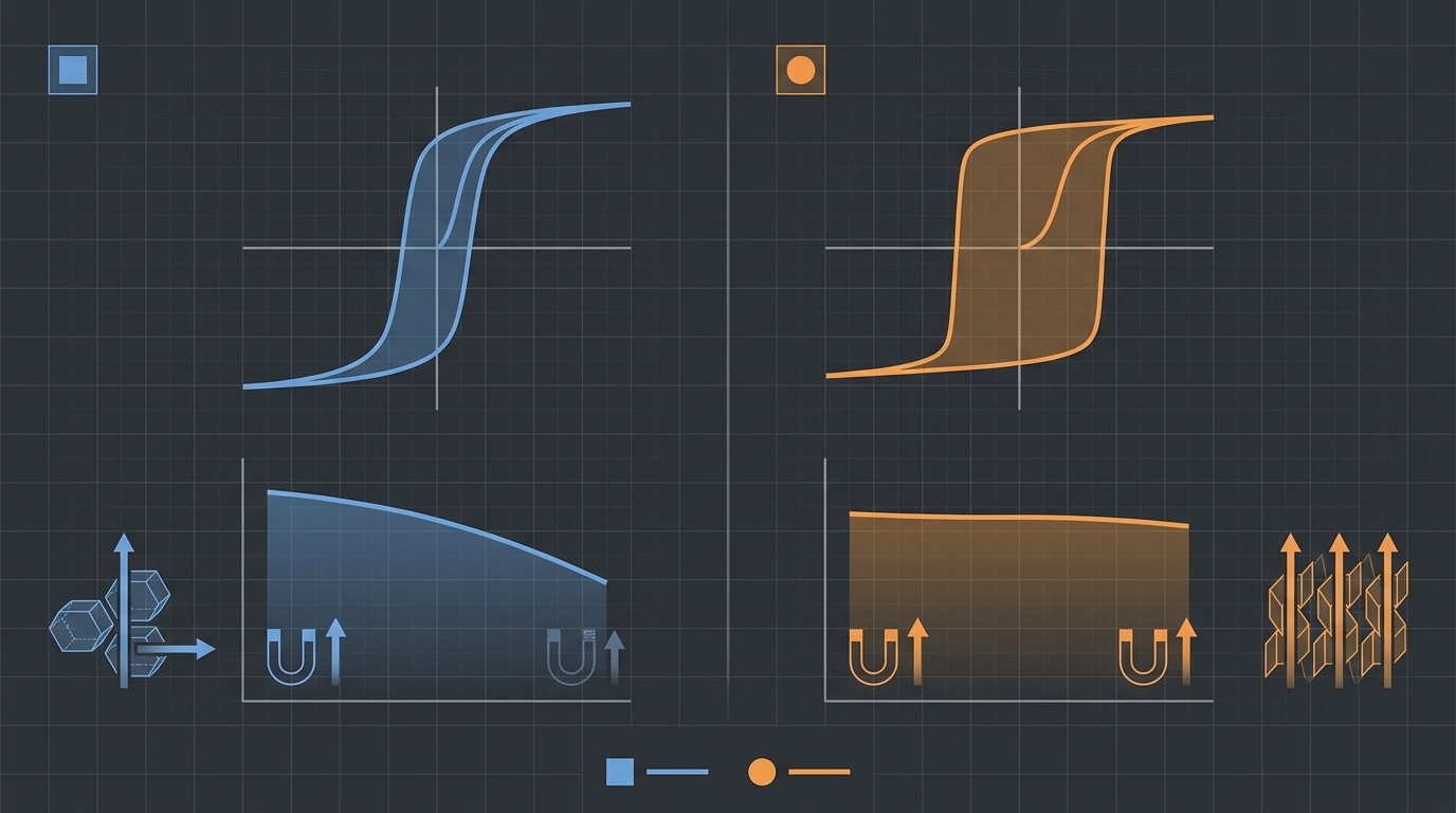 Side-by-side concept comparison of SmCo5 vs Sm2Co17 stability