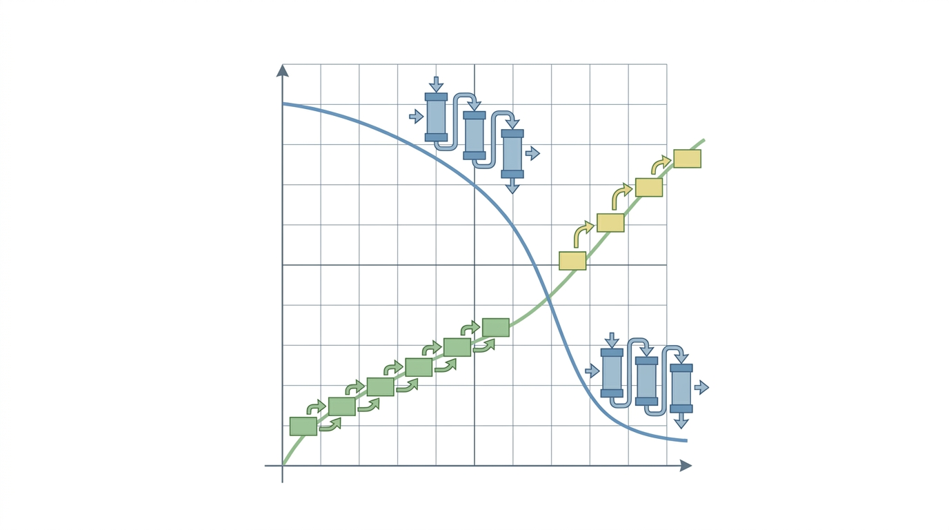 Conceptual performance comparison over stages